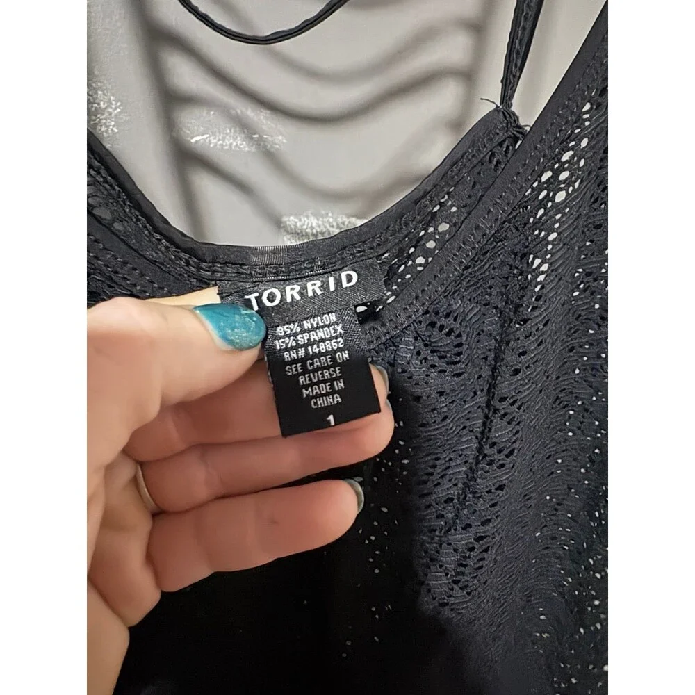 Torrid size 1 black crochet swim bathing suit cover up